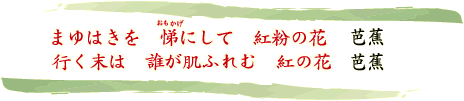 まゆはきを俤にして紅粉の花 芭蕉